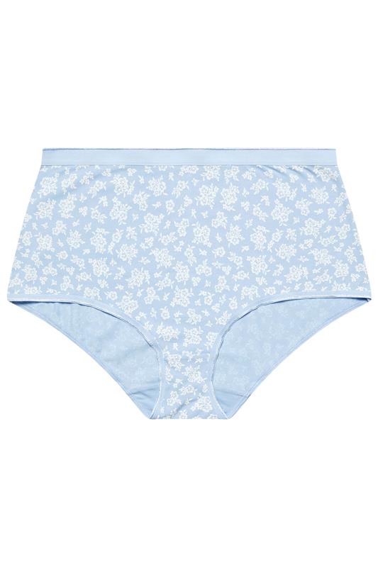 YOURSET 5 PACK Plus Size Blue Floral Print Full Briefs | Yours Clothing 7