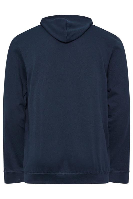 JACK & JONES Big & Tall Navy Blue Zip Through Print Hoodie | BadRhino 4