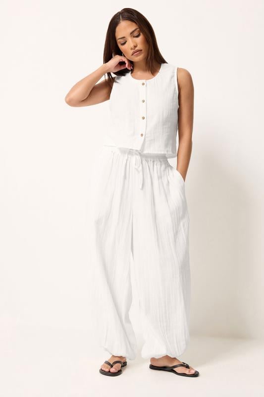  PixieGirl Petite Set White Cotton Cheesecloth Top & Balloon Trousers