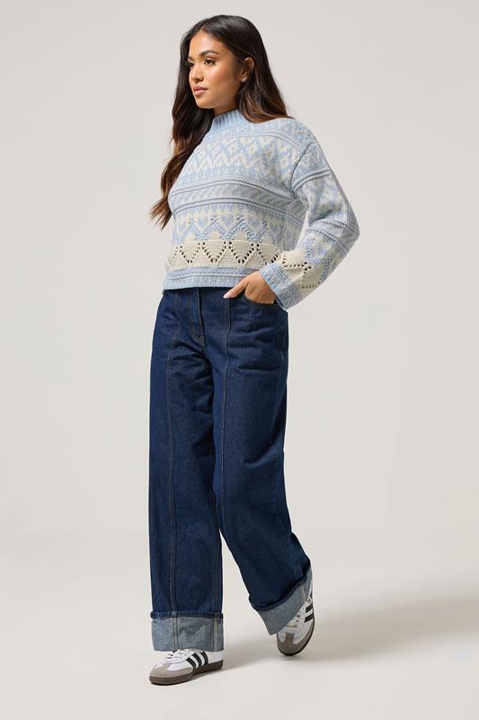 PixieGirl Petite Women's Blue Fairisle Knit Jumper | PixieGirl 1