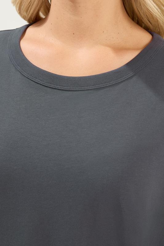 YOURS Plus Size Charcoal Grey Oversized Boxy T-Shirt | Yours Clothing 4