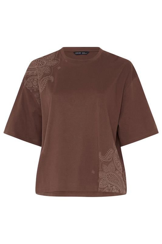 LIMITED COLLECTION Plus Size Chocolate Brown Floral Print T-Shirt | Yours Clothing 5