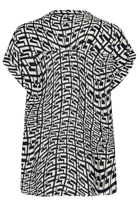 M&Co White Geometric Print Short Sleeve Shirt | M&Co 7
