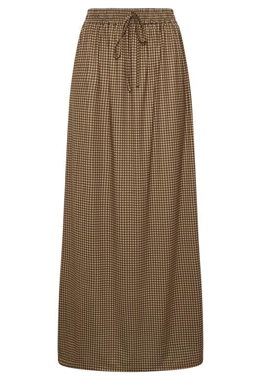 LTS Tall Women's Chocolate Brown Gingham Shirred Maxi Skirt | Long Tall Sally 5