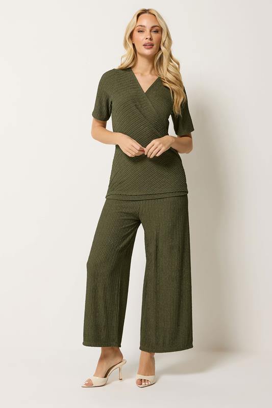  M&Co Khaki Green Textured Top and Trousers Set