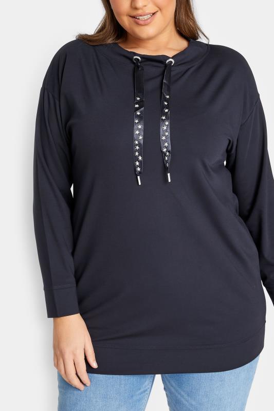 YOURS LUXURY Plus Size Navy Blue Star Embellished Sweatshirt | Yours Clothing 5