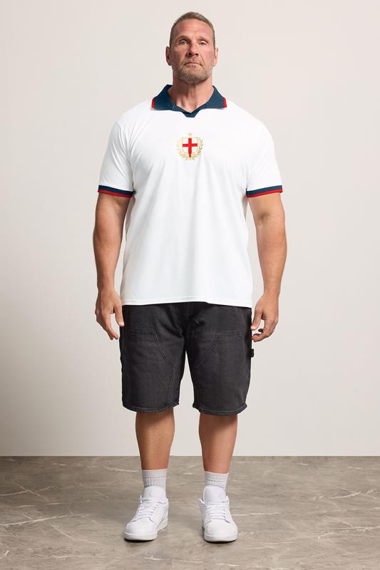 BadRhino Big & Tall White England Football Polo Shirt | BadRhino 1