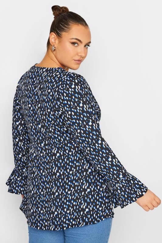 LIMITED COLLECTION Plus Size Curve Blue Dalmatian Print Blouse | Yours Clothing 3
