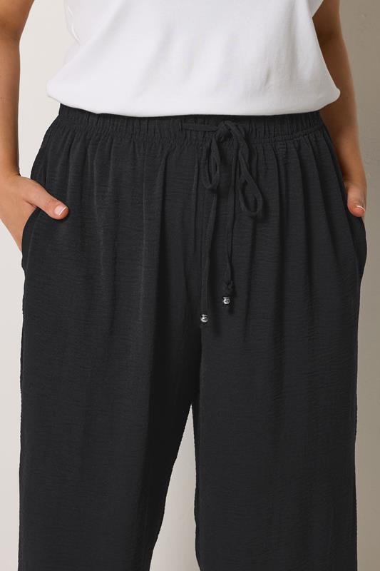 YOURS Plus Size Black Cropped Twill Culottes | Yours Clothing 4