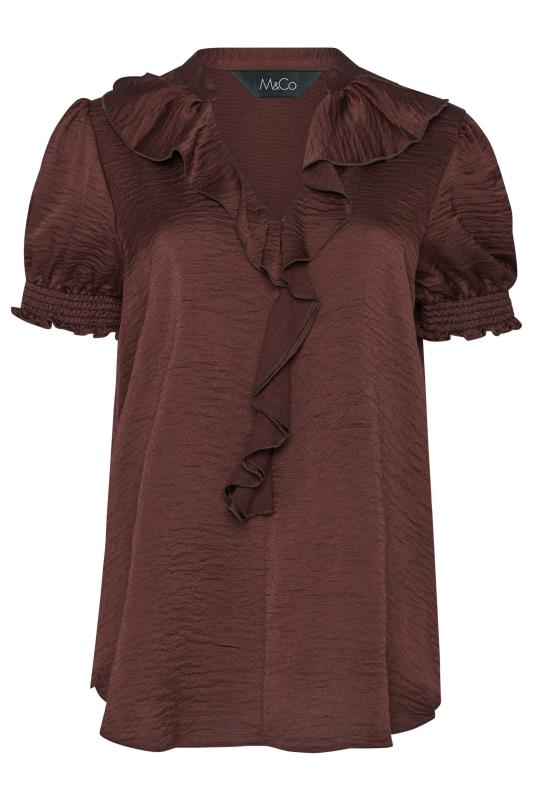 M&Co Brown Frill Satin Blouse | M&Co 6