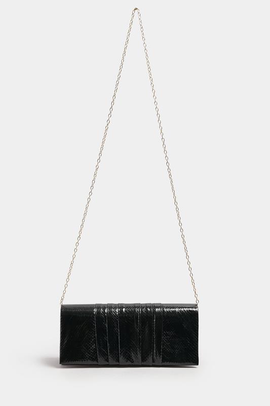 Black Faux Leather Metallic Clutch Bag