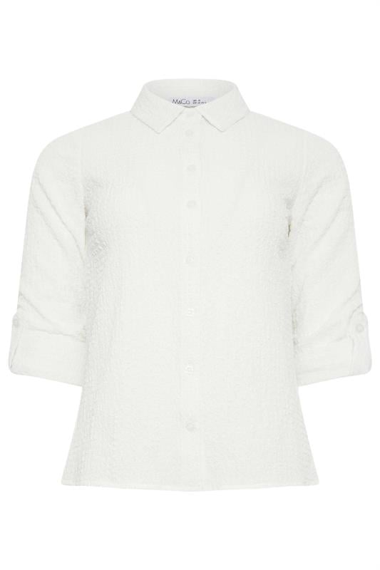 M&Co Petite Ivory White Textured Tab Sleeve Shirt | M&Co 6