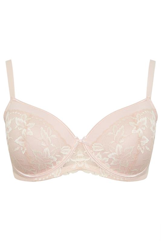 YOURS Plus Size Light Pink Lace Padded T-Shirt Bra | Yours Clothing 5