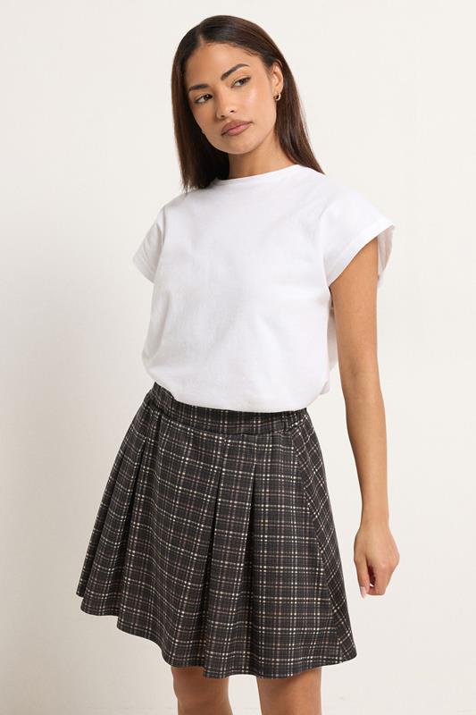 PixieGirl Petite Chocolate Brown Check Mini Skirt