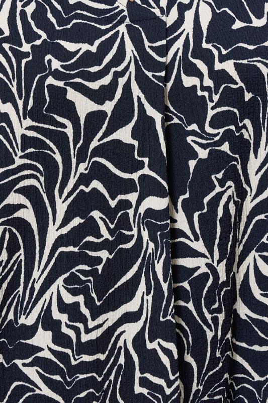 EVANS Plus Size Navy Blue Abstract Floral Pleat Front Swing Top | Evans 5