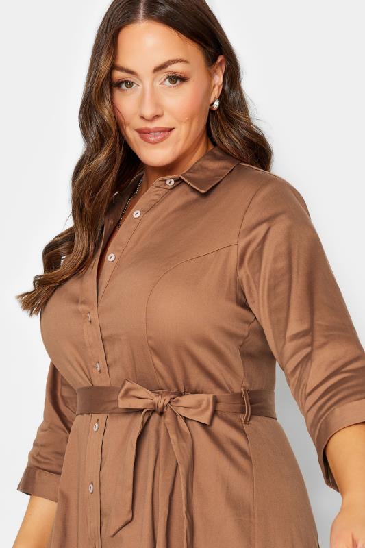 M&Co Brown Tie Waist Shirt Dress | M&Co 4