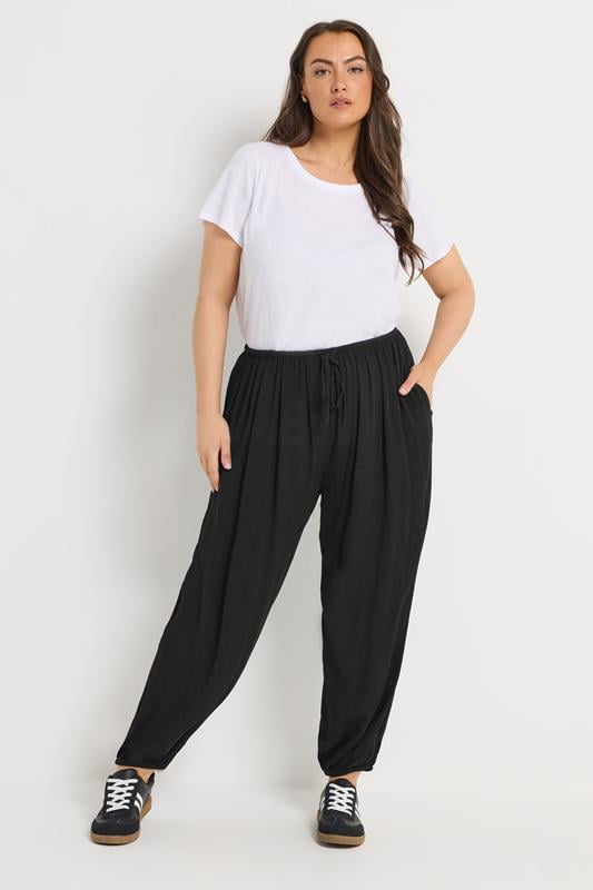 YOURS Curve Black Cuffed Balloon Trousers