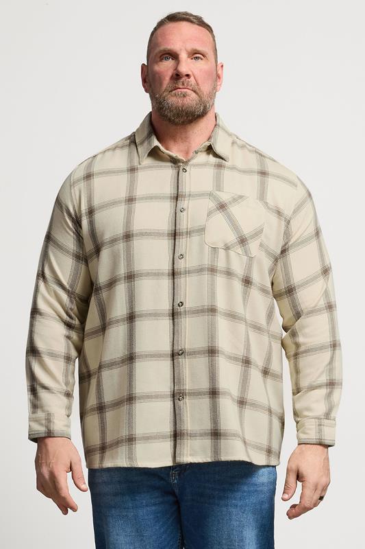 BadRhino Big & Tall Brown Checked Long Sleeve Shirt | BadRhino 1