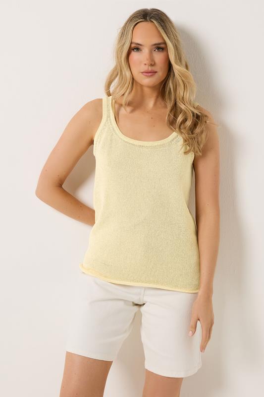 LTS PREMIUM Tall Yellow Linen Knitted Vest Top