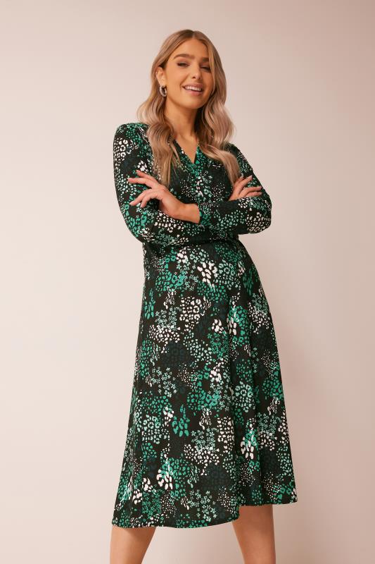M&Co Black & Green Animal Print Wrap Dress | M&Co 5