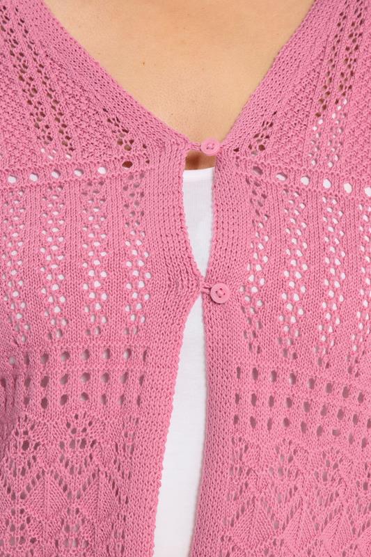 YOURS Plus Size Pink Pointelle Knitted Cardigan | Yours Clothing 4