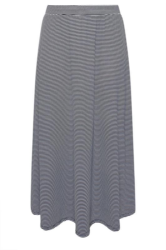 EVANS Plus Size Black & White Stripe Midaxi Skirt | Evans 5