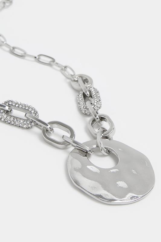 Silver Tone Diamante Link Pendant Necklace | Yours Clothing 2