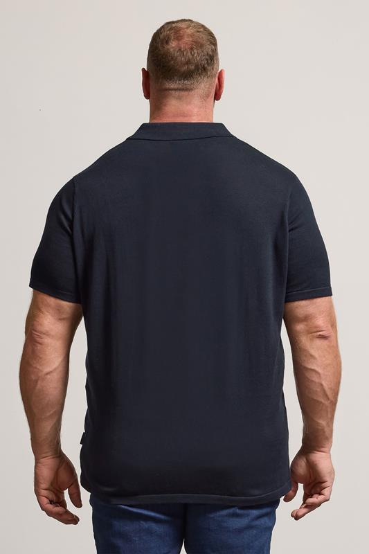 BadRhino Big & Tall Navy Blue Knitted Short Sleeve Polo Shirt | BadRhino 2