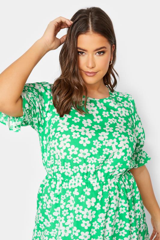 YOURS Plus Size Green Floral Peplum Top | Yours Clothing 4