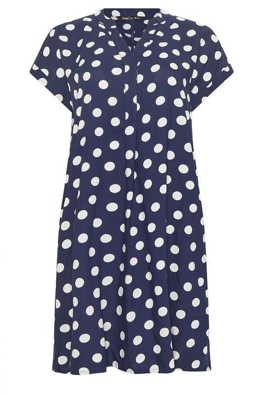 M&Co Navy Blue Polka Dot Beach Dress | M&Co 5