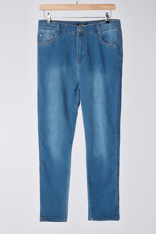 EVANS Plus Size Blue Midwash High Waisted Skinny Jeans 6