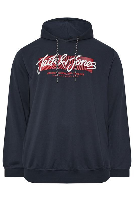 JACK & JONES Big & Tall Navy Blue Hoodie | BadRhino 2