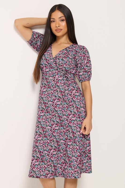  M&Co Petite Pink Ditsy Floral Wrap Dress
