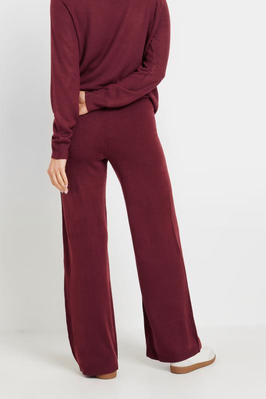 LTS Tall Burgundy Red Knitted Wide Leg Trousers | Long Tall Sally 2