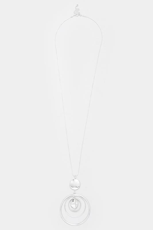 Silver Tone Mixed Circle Long Necklace | Yours Clothing 1