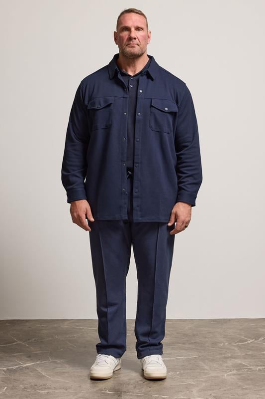 BadRhino Big & Tall Navy Blue Textured Jersey Shacket | BadRhino 2