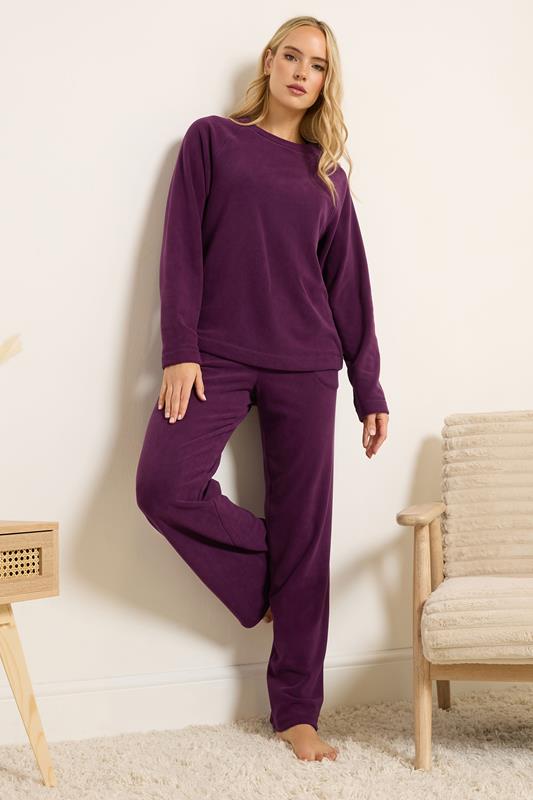 LTS Tall Women's Burgundy Red Microfleece Wide Leg Trousers | Long Tall Sally 1