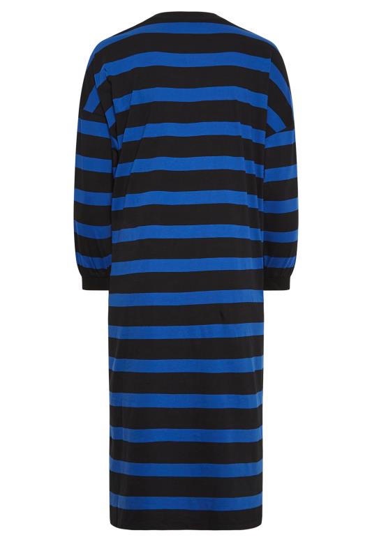 YOURS Plus Size Blue Stripe Print Oversized T-Shirt Dress | Yours Clothing 8
