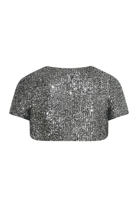 Plus Size YOURS LONDON Silver Sequin Embellished Shrug Cardigan | Yours Clothing 7