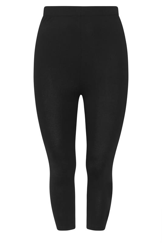 YOURS Plus Size Black Heart Mesh Detail Cropped Leggings | Yours Clothing 5