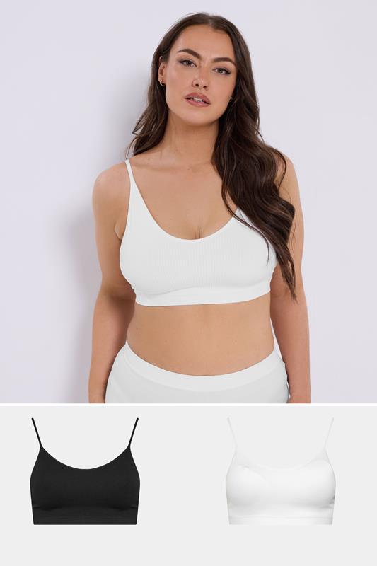 YOURSET 2 PACK Plus Size Black & White Seamless Padded Bralettes | Yours Clothing 1