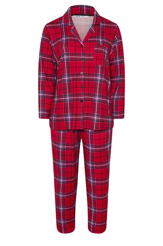 YOURS Plus Size Red Check Soft Touch Pyjama Set | Yours Clothing 6