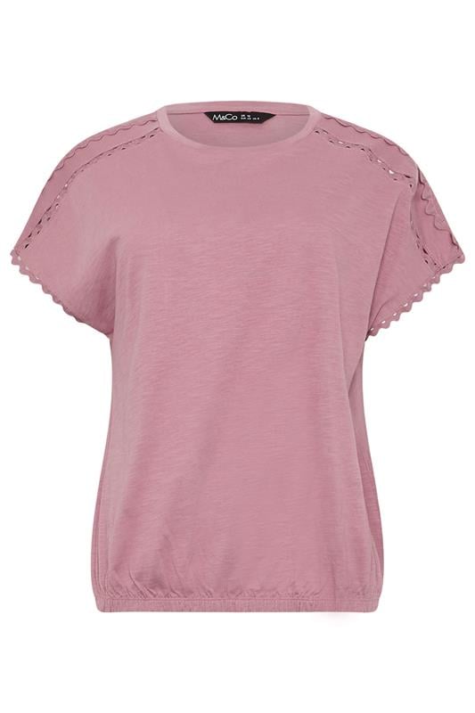 M&Co Pink Scallop Trim Detail Cotton Top | M&Co 5
