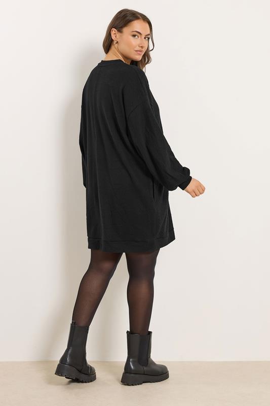 YOURS Plus Size Black Cable Knit Jumper Dress | Yours Clothing 2