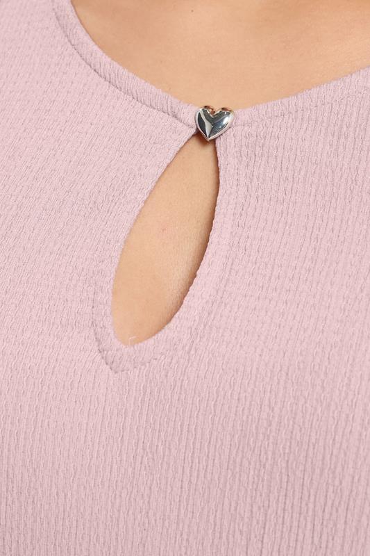 YOURS Plus Size Light Pink Textured Keyhole Detail Top | Yours Clothing 4