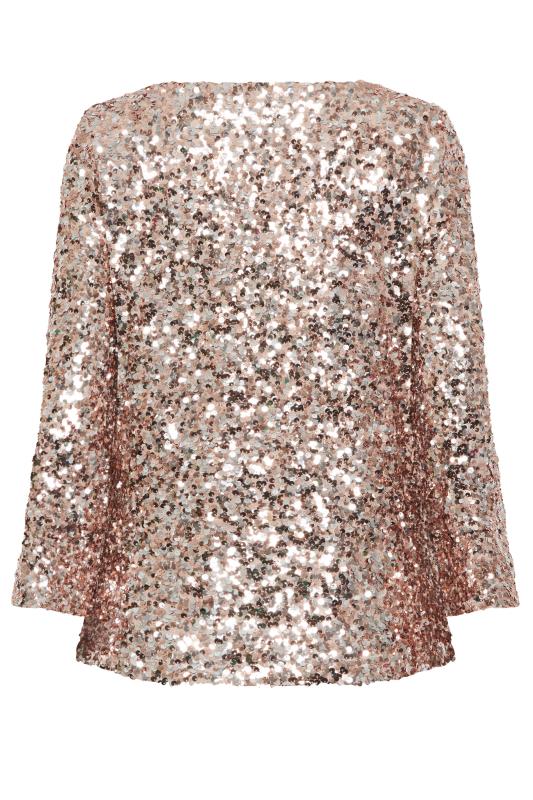 M&Co Gold Flute Sleeve Sequin Top | M&Co 8