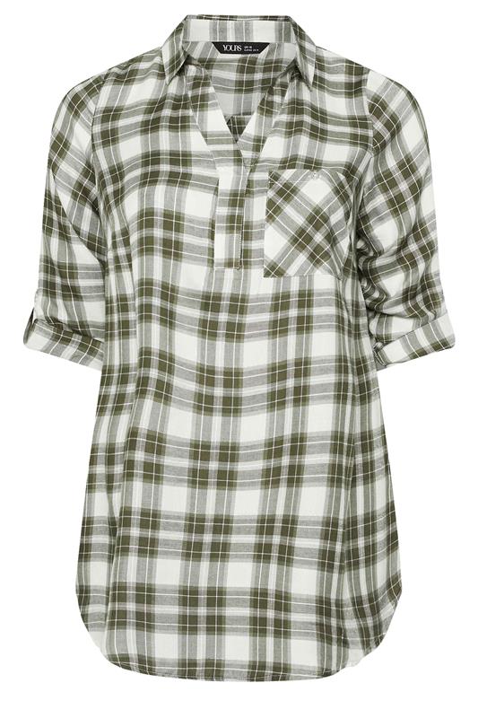 YOURS Plus Size Green Check Overhead Shirt | Yours Clothing 5