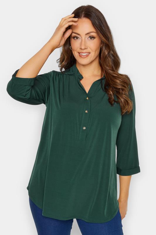 M&Co Green Half Placket Jersey Shirt | M&Co 1