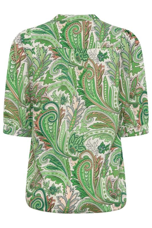 M&Co Green Paisley Print Puff Sleeve Shirt | M&Co 7