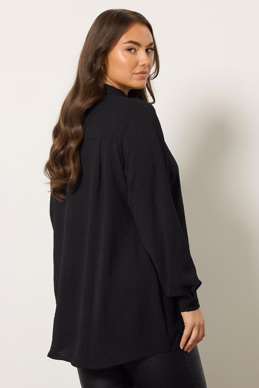 EVANS Plus Size Black Button Detail Pleat Front Blouse | Evans 2